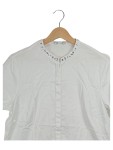 Vorschaubild 2 von Damen Hemdbluse Gr. 42 Weiß Kurzarm Strasssteine Elegant