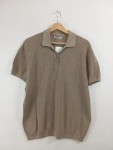 Vorschaubild 3 von Herren Poloshirt Beige Gr. 50 L Rippstrick Reißverschluss Baumwolle