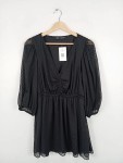 Vorschaubild 2 von Blusenkleid Damen Schwarz Gr. 36 S Punkte Puffärmel V-Ausschnitt