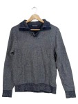 Vorschaubild 1 von Herren Pullover Blau Meliert Gr. 48 M Knopfleiste Baumwolle