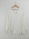 Vorschaubild 2 von Damen Langarmshirt Weiß Gr. 36 S Casual V-Ausschnitt