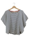 Vorschaubild 1 von Damen T-Shirt Gr. 42 XL Weiß Blau Gestreift Kurzarm Casual Baumwolle