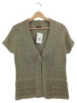 Vorschaubild 1 von Strickjacke Damen Kurzarm Oliv Gr. 40 L Lochmuster Casual