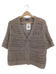 Vorschaubild 1 von Damen Strickjacke Beige Gr. 38 M Lochmuster Kurzarm Casual