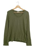 Vorschaubild 1 von Damen Pullover Gr. 40 L Oliv Langarm V-Ausschnitt Basic Baumwolle