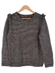 Vorschaubild 1 von Damen Strickpullover Pullover Grau Gr. 38 M Gestreift Rüschen