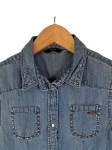 Vorschaubild 2 von Mädchen Jeanshemd Freizeithemd Blau Gr. 134 Nieten Strass
