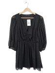 Vorschaubild 1 von Blusenkleid Damen Schwarz Gr. 36 S Punkte Puffärmel V-Ausschnitt