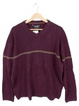 Vorschaubild 1 von Herren Pullover Gr. 52 XL Lila Rippstrick Gestreift V-Ausschnitt Casual