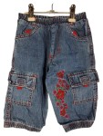 Vorschaubild 1 von Cargohose Kinder Mädchen Blau Gr. 74 Blumen Stickerei Jeans