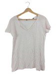 Vorschaubild 1 von Damen T-Shirt Rosa Gr. 40 L Leinen V-Ausschnitt Kurzarm