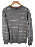 Vorschaubild 1 von Herren Pullover Gr. L Grau Gestreift Rundhals Casual Baumwolle
