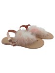 Vorschaubild 1 von Damen Zehentrenner Sandalen Rosa Gr. 40 Federbesatz