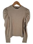 Vorschaubild 1 von Damen Pullover Gr. 38 M Beige Meliert Perlenbesatz Puffärmel