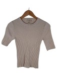 Vorschaubild 1 von Damen Pullover Strickshirt Kurzarm Beige Rippstrick Gr. 36 S