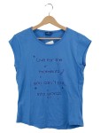 Vorschaubild 1 von Damen T-Shirt Blau Gr. 36 S Kurzarm mit Spruch Casual Baumwolle