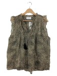 Vorschaubild 1 von Bluse Damen Gr. 38 Beige Animal-Print Quasten Ärmellos