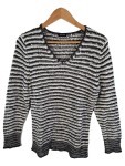 Vorschaubild 1 von Damen Pullover Gr. 40 L Schwarz Weiß Gestreift Strickmuster Casual