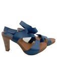 Vorschaubild 1 von Plateausandalen Damen Blau Leder Gr. 40 Absatz 10 cm Casual