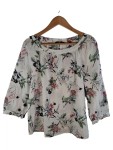 Vorschaubild 1 von Damen Bluse Weiß Blumenmuster Lochmuster Gr. 40 L