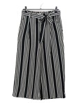 Vorschaubild 1 von Damen Stoffhose Culotte Gestreift Schwarz Gr. 36 W28 S mit Gürtel