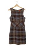 Vorschaubild 1 von Strickkleid Kleid Damen Gr. 38 Braun Kariert Trägerkleid