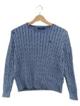 Vorschaubild 1 von Damen Pullover Zopfmuster Blau Gr. 40 L Baumwolle