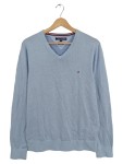 Vorschaubild 1 von Herren Pullover Blau Gr. 48 M V-Ausschnitt Baumwolle Seide