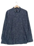 Vorschaubild 1 von Herren Freizeithemd Hemd Blau Blattmuster Gr. 50 L Baumwolle Langarm