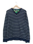 Vorschaubild 1 von Herren Pullover Gr. 48 M Blau Gestreift V-Ausschnitt Baumwolle