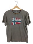 Vorschaubild 1 von Herren T-Shirt Grau Gr. 50 L Flaggen-Print Casual Kurzarm