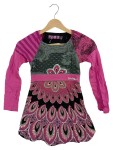Vorschaubild 1 von Mädchen Freizeitkleid Gr. 134 Pink Blumenmuster Langarm Baumwolle