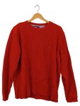 Vorschaubild 1 von Herren Pullover Gr. 50 L Rot Rippstrick Baumwolle Logo
