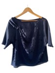 Vorschaubild 1 von Damen Bluse Blau Gr. 34 XS Lochmuster Knoten Kurzarm Modern