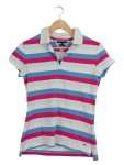 Vorschaubild 1 von Damen Poloshirt Gr. 38 M Mehrfarbig Gestreift Slim Fit Kurzarm