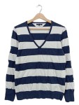 Vorschaubild 1 von Pullover Damen Gr. 42 XL Blau Weiß Gestreift V-Ausschnitt