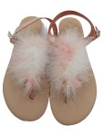 Vorschaubild 2 von Damen Zehentrenner Sandalen Rosa Gr. 40 Federbesatz