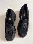 Vorschaubild 3 von Damen Loafer Schwarz Wildleder Quasten Absatz 7cm Gr. 37.5