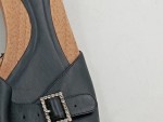 Vorschaubild 4 von Pantoletten Damen Schwarz Holzoptik Strass Schnalle Gr. 41
