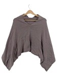 Vorschaubild 1 von Poncho Strickponcho Damen Braun Uni V-Ausschnitt One Size Wolle