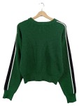 Vorschaubild 1 von Damen Pullover Grün Gr. 38 M Rippstrick Streifen Casual
