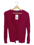 Vorschaubild 1 von Strickjacke Damen Gr. 36 S Pink Rüschen V-Ausschnitt Kaschmir-Mix