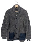 Vorschaubild 1 von Strickjacke Herren Gr. 52 XL Blau Meliert Stehkragen Gesteppte Taschen