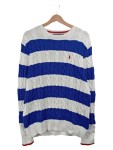 Vorschaubild 1 von Pullover Herren 50 L Blau Weiß Gestreift Zopfmuster