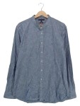 Vorschaubild 1 von Herren Freizeithemd Blau Gr. 50 L Stehkragen Leinenoptik