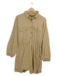 Vorschaubild 1 von Blusenkleid Hemdkleid Damen Gr. 38 M Beige Lyocell Taillenzug