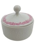 Vorschaubild 1 von Dekodose Porzellan Weiß Blumenmuster 9x9cm Klassisch