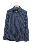 Vorschaubild 1 von Herren Business Hemd Blau Gestreift Gr. 46 S Langarm Baumwolle