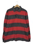 Vorschaubild 1 von Herren Langarm Poloshirt Rot Grau Gestreift Gr. 54 XXL