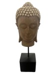 Vorschaubild 1 von Dekofigur Buddha Kopf auf Sockel 26 cm Braun Kunststoff Traditionell